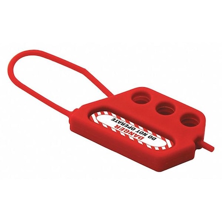 Lockout Hasp, Red, Nylon, 3 Max. No. of Padlocks, 1/4 in Max. Shackle Dia., 1 3/4 in Jaw Clearance MPN:45MZ82