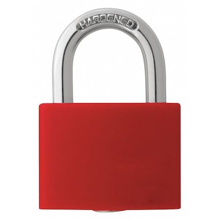 Lockout Padlock, Keyed Different, Aluminum, Red, 1 in Shackle Height, 1 5/16 in Body Width MPN:48JR17