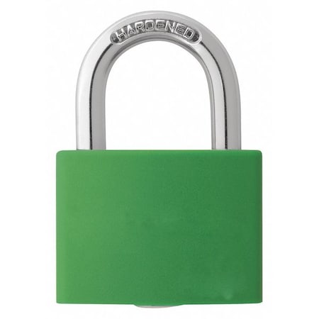 Lockout Padlock, Keyed Alike, Aluminum, Green, 1 in Shackle Height, 1 5/16 in Body Width MPN:48JR24