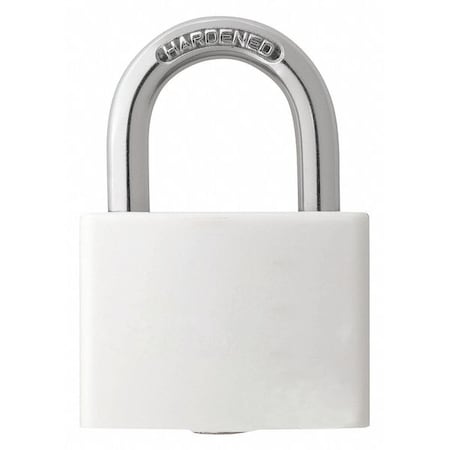 Lockout Padlock, Keyed Alike, Aluminum, White, 1 in Shackle Height, 1 5/16 in Body Width MPN:48JR28