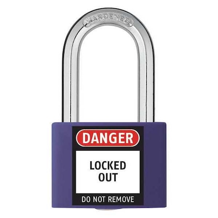 Lockout Padlock, Keyed Different, Aluminum, Purple, 1 7/16 in Shackle Height, 1 5/16 in Body Width MPN:48JR49