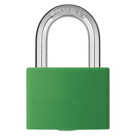 Lockout Padlock, Keyed Alike, Aluminum, Green, 1 7/16 in Shackle Height, 1 5/16 in Body Width, 3 PK MPN:48JR54