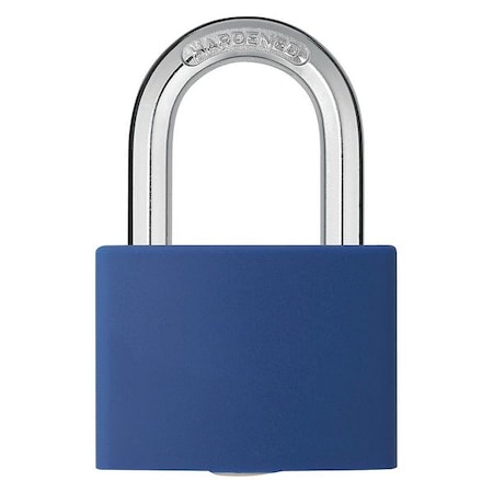 Lockout Padlock, Keyed Alike, Aluminum, Blue, 1 7/16 in Shackle Height, 1 5/16 in Body Width, 6 PK MPN:48JR61
