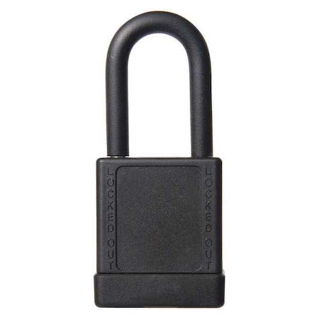 Lockout Padlock, Keyed Different, Aluminum, Black, 1 1/2 in Shackle Height, 1 9/16 in Body Width MPN:48JR68
