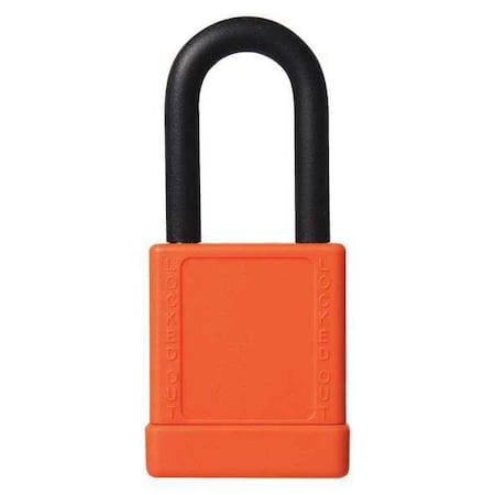 Lockout Padlock, Keyed Alike, Aluminum, Orange, 1 1/2 in Shackle Height, 1 5/16 in Body Width, 3 PK MPN:48JR73