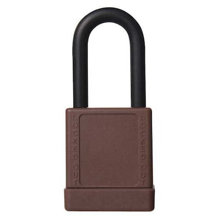 Lockout Padlock, Keyed Alike, Aluminum, Brown, 1 1/2 in Shackle Height, 1 5/16 in Body Width, 3 PK MPN:48JR75