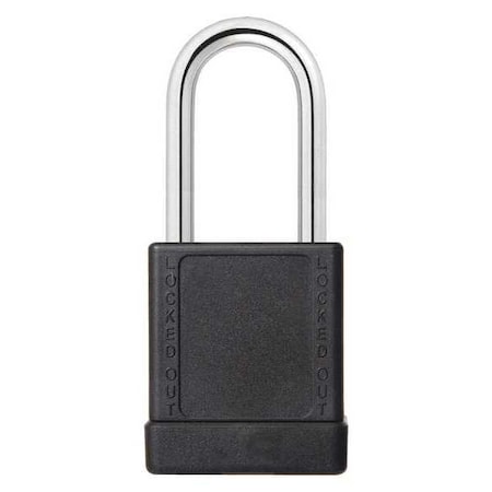 Lockout Padlock, Keyed Different, Aluminum, Black, 1 1/2 in Shackle Height, 1 5/16 in Body Width MPN:48JR88