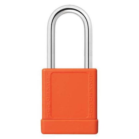 Lockout Padlock, Keyed Different, Aluminum, Orange, 1 1/2 in Shackle Height, 1 5/16 in Body Width MPN:48JR96