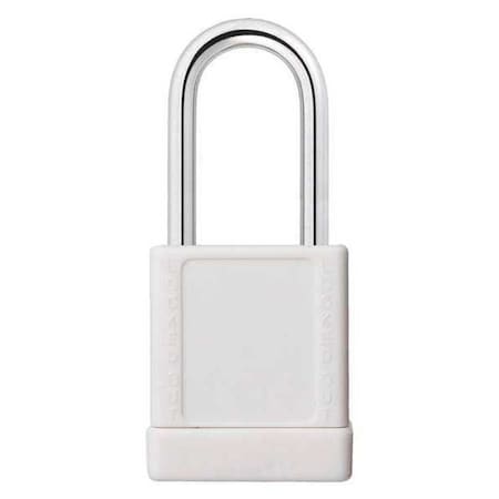 Lockout Padlock, Keyed Different, Aluminum, White, 1 1/2 in Shackle Height, 1 5/16 in Body Width MPN:48JT01