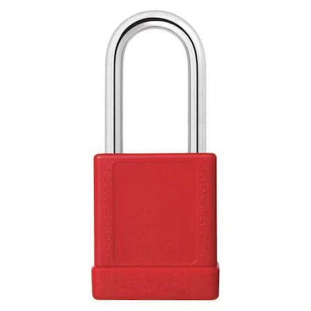 Lockout Padlock, Keyed Alike, Aluminum, Red, 1 1/2 in Shackle Height, 1 9/16 in Body Width, 3 PK MPN:48JT02
