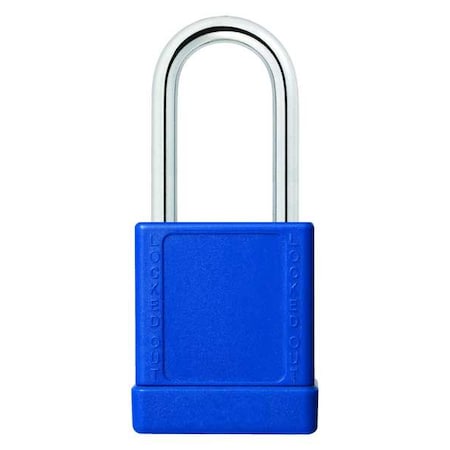 Lockout Padlock, Keyed Alike, Aluminum, Blue, 1 1/2 in Shackle Height, 1 9/16 in Body Width, 3 PK MPN:48JT03