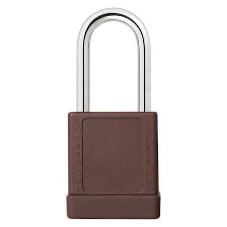 Lockout Padlock, Keyed Alike, Aluminum, Brown, 1 1/2 in Shackle Height, 1 9/16 in Body Width, 3 PK MPN:48JT08