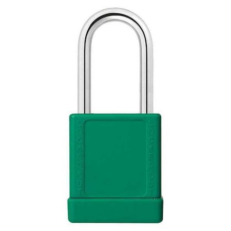 Lockout Padlock, Keyed Alike, Aluminum, Green, 1 1/2 in Shackle Height, 1 9/16 in Body Width, 6 PK MPN:48JT14