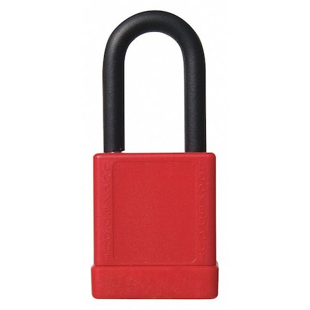Lockout Padlock, Keyed Different, Aluminum, Red, 1 1/2 in Shackle Height, 1 9/16 in Body Width MPN:48JT41