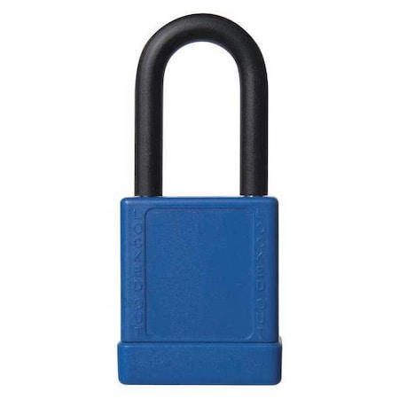 Lockout Padlock, Keyed Alike, Aluminum, Blue, 1 1/2 in Shackle Height, 1 9/16 in Body Width, 6 PK MPN:48JT60