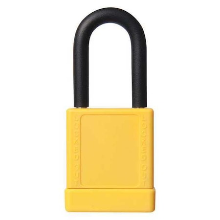 Lockout Padlock, Keyed Different, Aluminum, Yellow, 1 1/2 in Shackle Height, 1 9/16 in Body Width MPN:48JT77