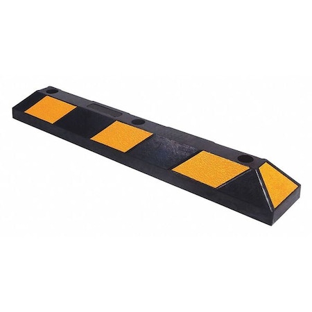 Parking Curb, Rubber, 4 in Height, 3 ft Length, Black/Yellow MPN:490W86