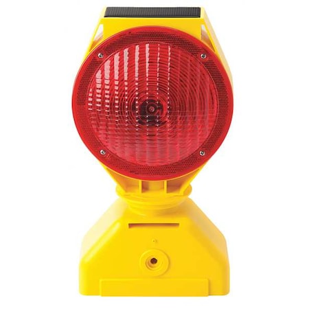 Solar Barricade Light, Red, 7 in Lens Dia., 12