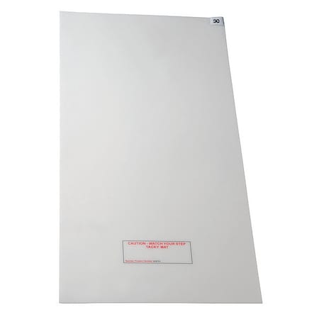 Tacky Floor Mat, Polyethylene, 3.18 mm Thick, 36 in W x 60 in L, White, 30, 4 PK MPN:5KDD0