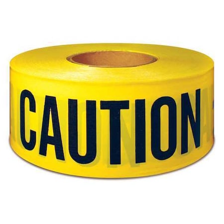 Barricade Tape, Caution, Yellow, 3 in Wide x 1, 000 ft Length, Polyethylene Film, 2 mil MPN:600CC 1000