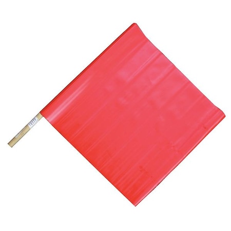 Handheld Warning Flag, Red, Vinyl, 18