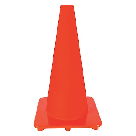 Traffic Cone, Slim Shape, PVC, 18 in H, Orange, Non-Reflective, Orange Base MPN:6FGZ1