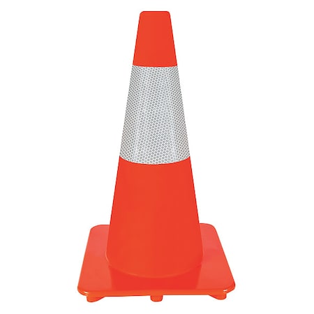 Traffic Cone, Slim Shape, PVC, 18 in H, Orange, One Reflective Stripe MPN:6FGZ4