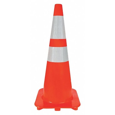 Traffic Cone, PVC, High-Intensity Prismatic, 28 in Height, 5 lb, Orange MPN:6FGZ5