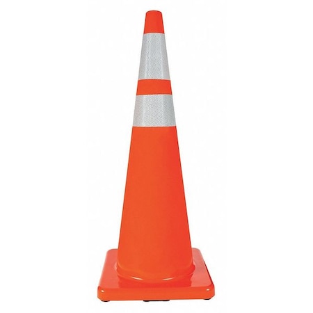 Traffic Cone, PVC, High-Intensity Prismatic, 36 in Height, 10 lb, Orange MPN:6FHA2