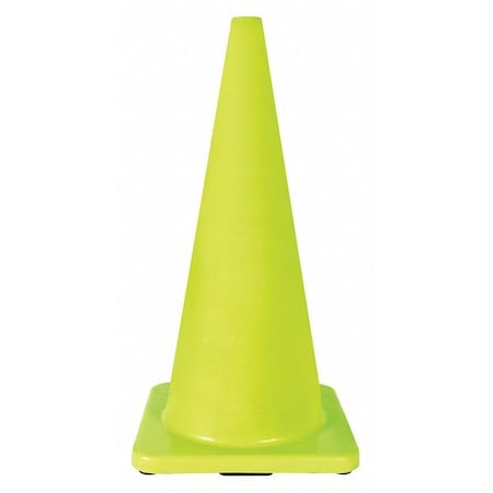 Traffic Cone, PVC, Non-Reflective, 28 in Height, 7 lb, Lime MPN:6FHA4