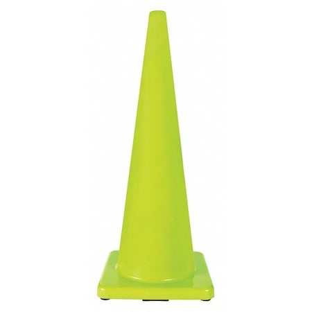 Traffic Cone, PVC, Non-Reflective, 36 in Height, 10 lb, Lime MPN:6FHA5