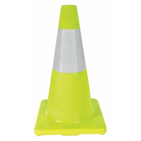 Traffic Cone, PVC, High-Intensity Prismatic, 18 in Height, 2.2 lb, Lime MPN:6FHA6