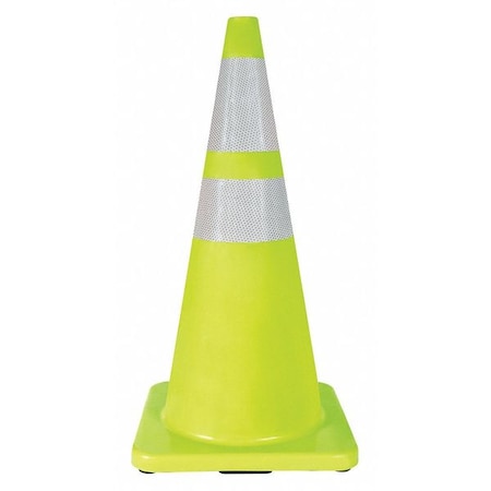 Traffic Cone, PVC, High-Intensity Prismatic, 28 in Height, 7 lb, Lime MPN:6FHA7