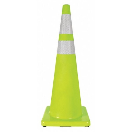 Traffic Cone, PVC, High-Intensity Prismatic, 36 in Height, 10 lb, Lime MPN:6FHA8