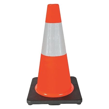 Traffic Cone, PVC, High-Intensity Prismatic, 18 in Height, 3 lb, Orange MPN:6FHC2