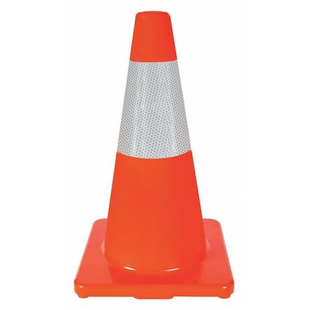 Traffic Cone, PVC, High-Intensity Prismatic, 18 in Height, 3 lb, Orange MPN:6FHC5