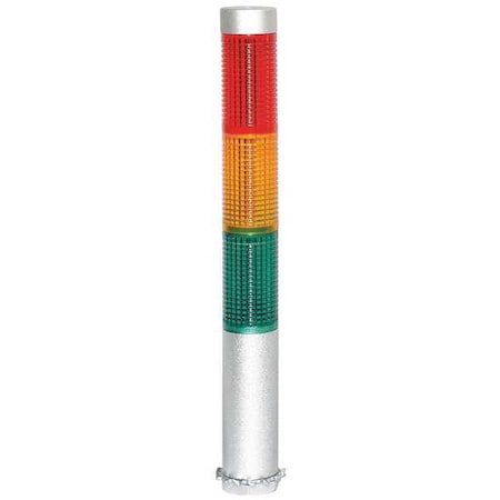 Tower Light Assembly, 24V AC/DC, Amber, Green, Red, 25 mm Dia., 8 3/16 in Height, LED MPN:6JZF7