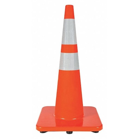 Traffic Cone, PVC, High-Intensity Prismatic, 28 in Height, 10 lb, Orange MPN:6VKH1
