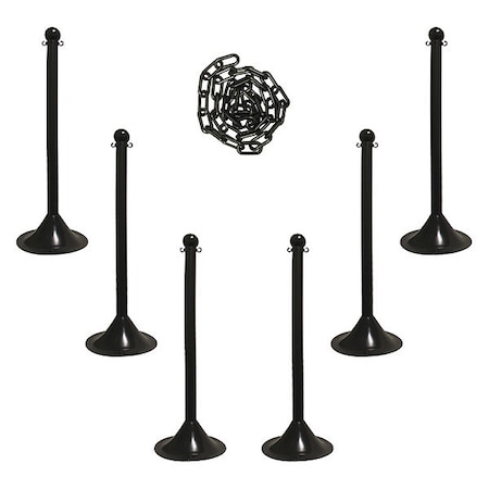 Barrier Post Kit, Black, 41 in Post Height, Gloss MPN:71003-6