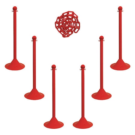 Barrier Post Kit, Red, 41 in Post Height, Gloss MPN:71005-6