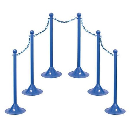 Light Duty Stanchion Kit, Blue, 41 in Post Height, Plastic MPN:71006-6