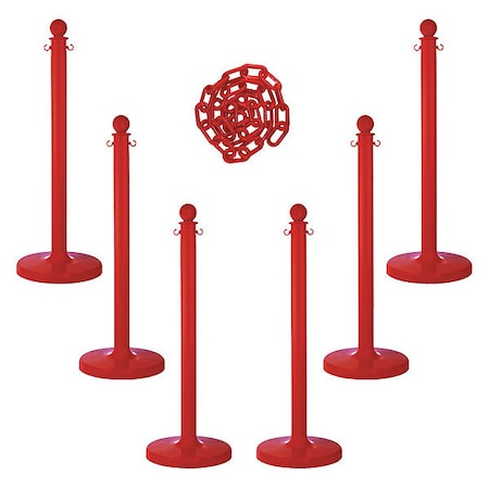 Barrier Post Kit, Red, 40 in Post Height, Gloss MPN:71105-6