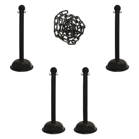 Barrier Post Kit, Black, 41 in Post Height, Gloss MPN:71303-4