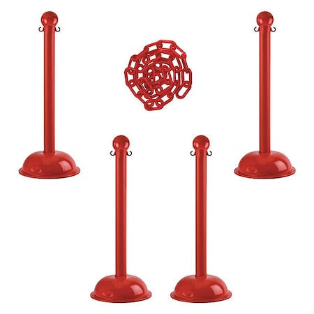 Barrier Post Kit, Red, 41 in Post Height, Gloss MPN:71305-4