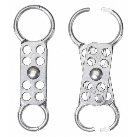 Lockout Hasp, Silver, Aluminum, 8 Max. No. of Padlocks, 3/8 in Max. Shackle Dia. MPN:7616