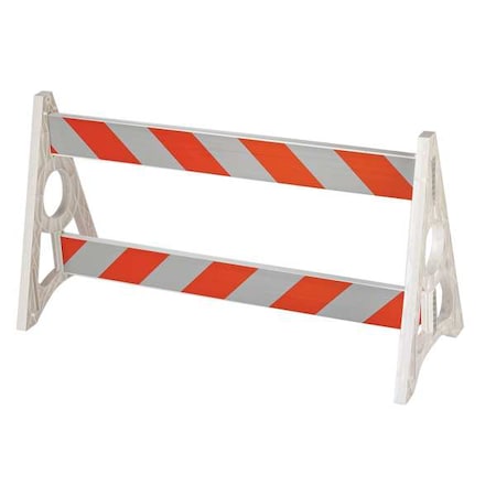 Parade Barricade, 40 1/2 in Height, 72 in Length, Orange/White MPN:7Y497