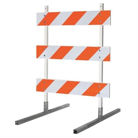 Barricade, Plastic, 64 in Height, 48 in Length, 43 lb, Orange/White MPN:7Y500