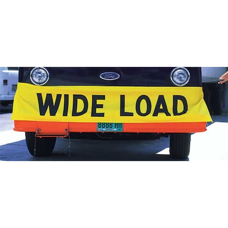 Wide Load Banner, Vinyl, 18 in Height, Black/Yellow MPN:8701 BANNER
