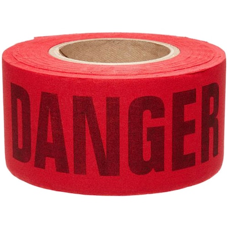 Barricade Tape, Danger, Red, 3 in Wide x 200 ft Length, Cotton, 3 mil MPN:91084