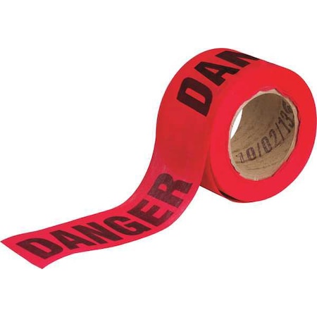 Barricade Tape, Danger, Red, 3 in Wide x 150 ft Length, Wood Fiber, 6 mil MPN:91088